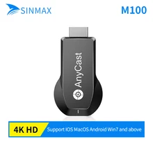 Mirascreen M100 Switchless HDMI WiFi Дисплей ТВ-тюнер-приемник с двумя CoreH.265 декодер 4 K Выход Мини pc android ТВ подключение PK netflix DVB-T2