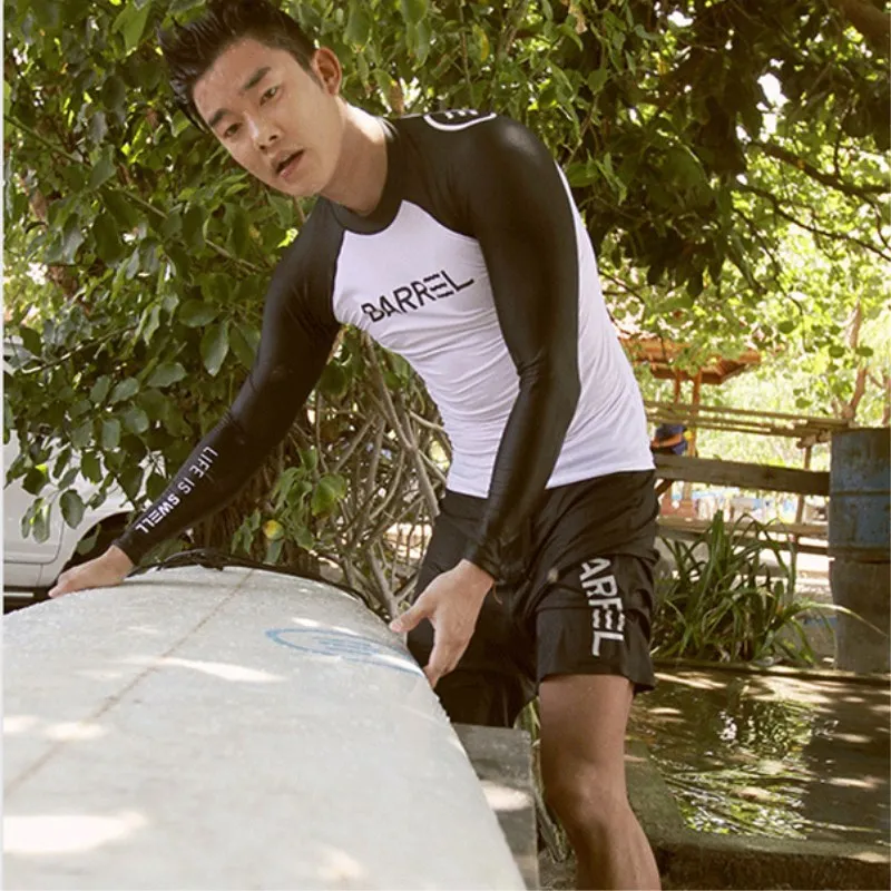 الرجال أعلى تصفح Rashguard طويلة الأكمام واقية من الشمس تصفح طفح الحرس 2018 سريعة الجافة الرجال السباحة تصفح الغوص الرياضات المائية T -sh الحرس