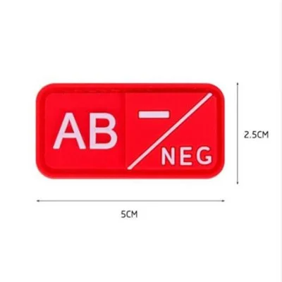 Красные сувениры ПВХ A+ B+ AB+ O+ Положительный A-B-AB-O-отрицательный кровяный Тип Группа патч военный тактический боевой резиновые значки - Цвет: AB2