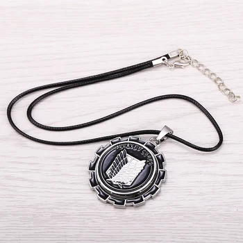 

12pcs/lot Anime Attack on Titan Necklace Rotatable Scout Regiment Logo pendant metal Jewelry
