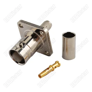 

10 Pieces BNC Crimp Jack female 4 Hole Panel Mount for LMR195/RG58 RG142 cable connector