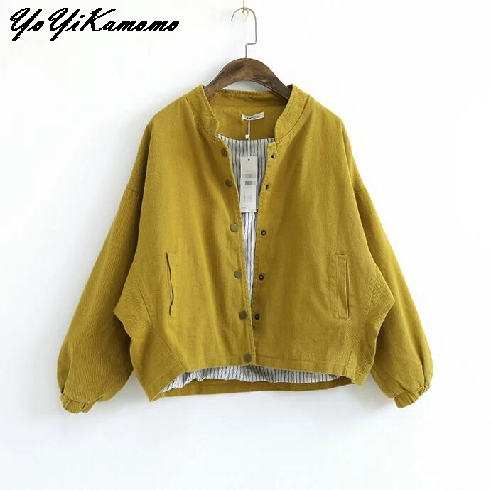 

Women Jacket 2018 Autumn Winter Solid Color Long Sleeve Cotton Loose Single Breasted Casual Coat Clothing Women Tops