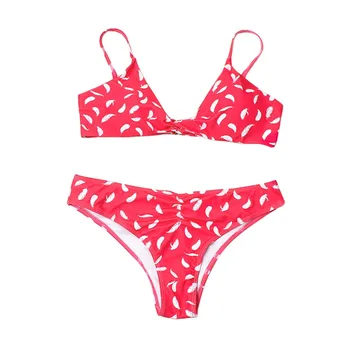 

FREE OSTRICH Large size 2019 set women's two-piece beach wear striped spot tights split pants comfortable pajamas underwear