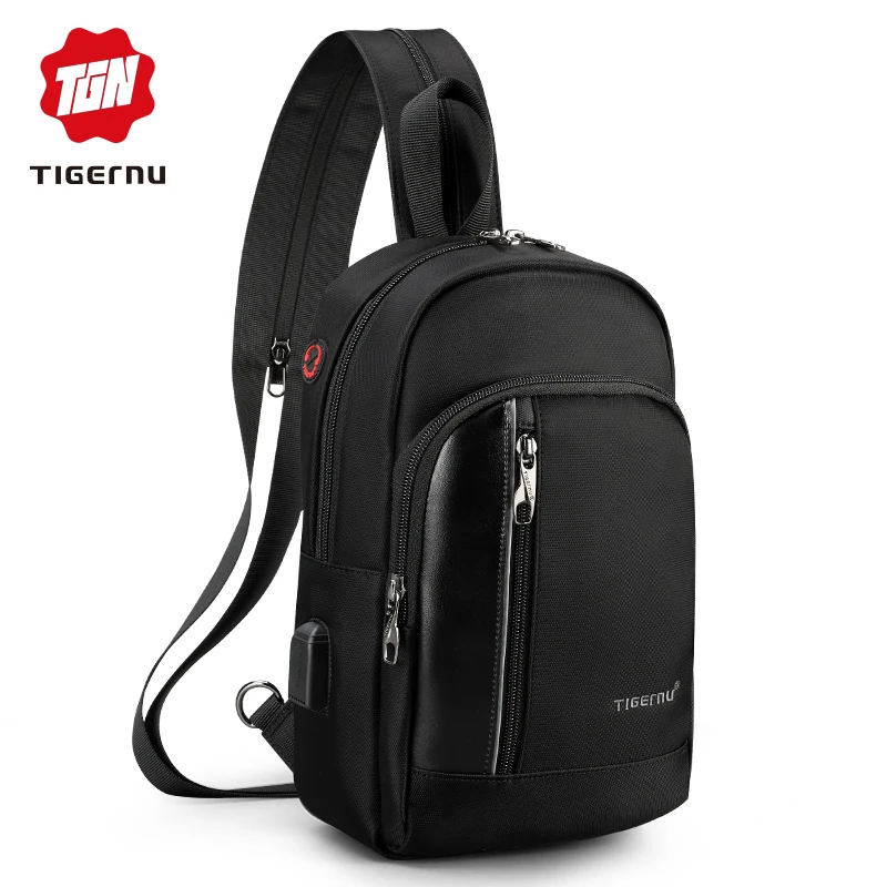 Сумка через плечо Tigernu Мужская водонепроницаемая с usb зарядкой