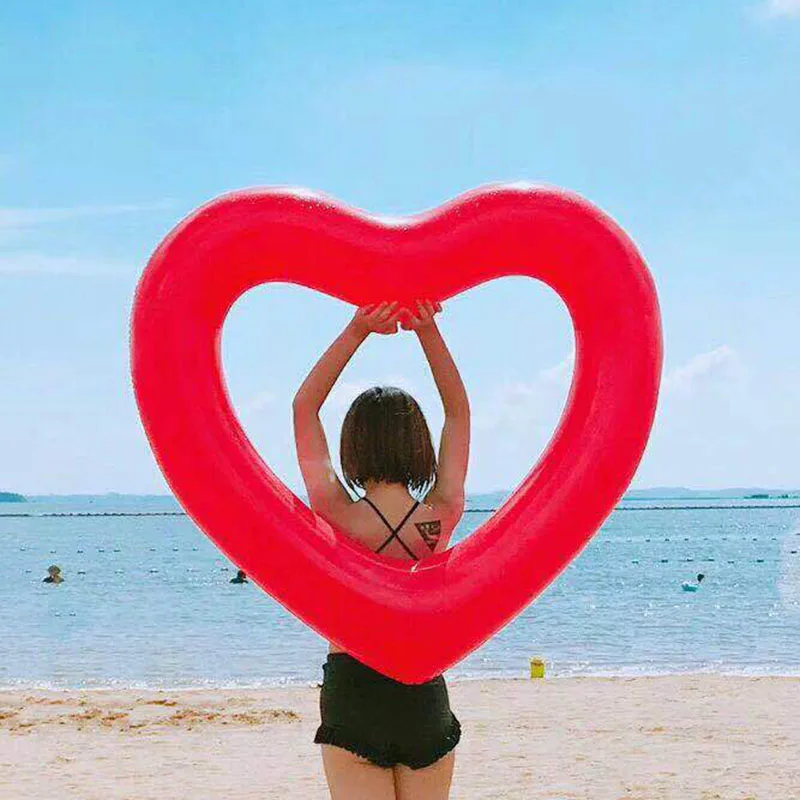 

1 Piece Adult Inflatable Heart Swimming Rings Kid Toys Beach Water Play Float Waist Circle Swim Accessories