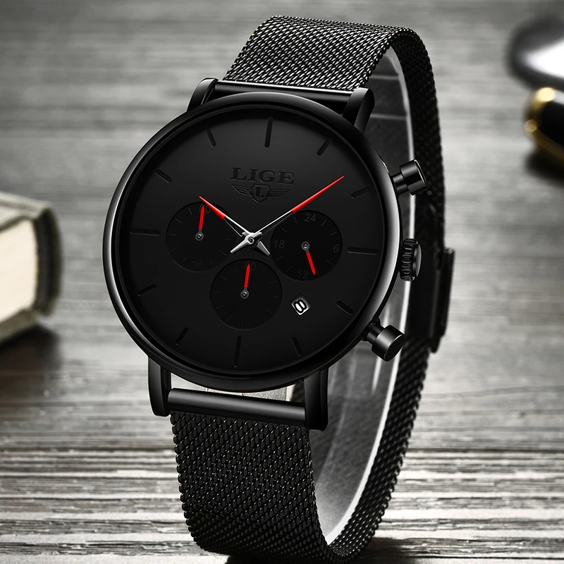LIGE New Business Date Mens Watches Top Brand Luxury Waterproof Sport Watch Men Ultra Thin Dial Quartz Watch Casual Reloj Hombre