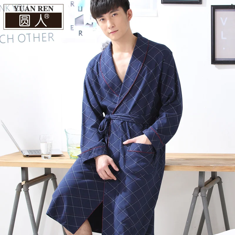 Bathrobes male robe male summer thin long sleeve length bathrobe men's