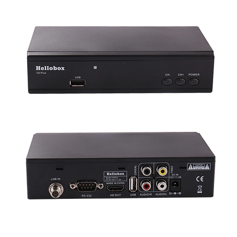 Спутниковый ТВ ресивер Hellobox V5 Plus для Cccam H.265 HEVC Full HD DVBS2 PowrVu Biss полностью