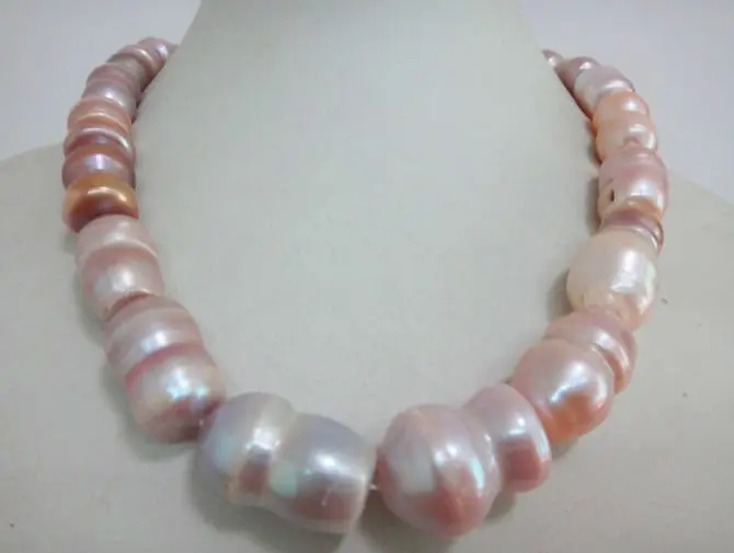 

HUGE 18"19-25MM SOUTH SEA GENUINE GOLD LAVENDER MULTICOL PEARL NECKLACE 925silver