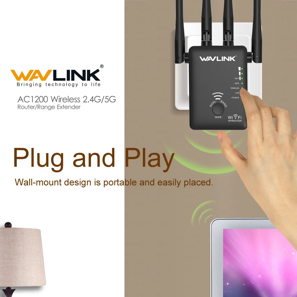 Wavlink AC1200 WiFi repetidor/Router/punto de acceso inalámbrico wi-fi Range Extender WiFi amplificador de señal con antenas externas caliente - 4