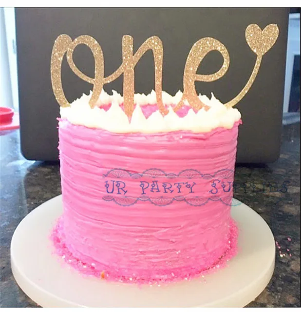 One Cake Topper 1st First Birthday Cake Smash Topper Glitter Gold