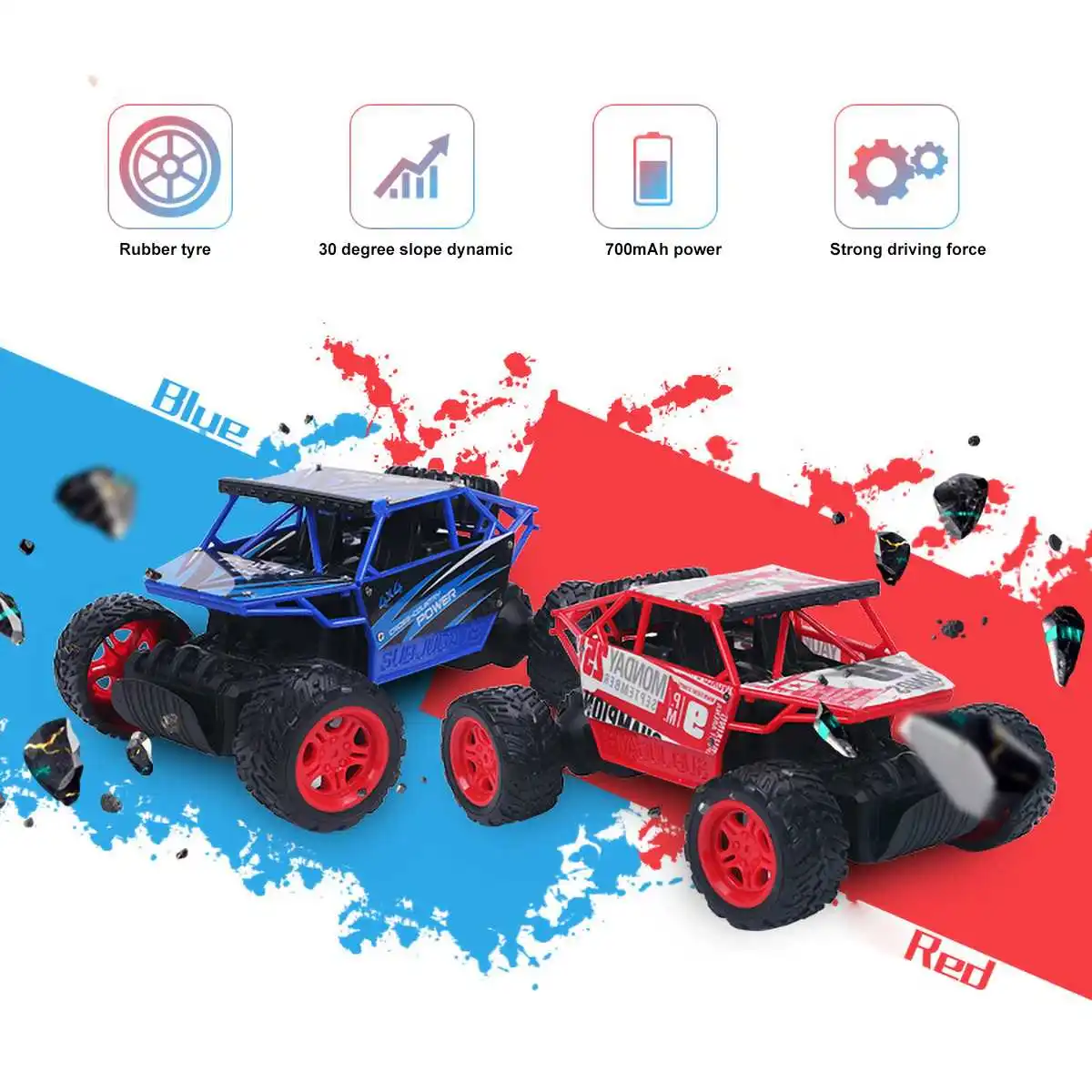 1:18 RC Car 4CH 4x4 Electric Climbing Car USB Recharging Remote Control Model Off-Road Vehicle Toy for Children Boys Kids Gifts
