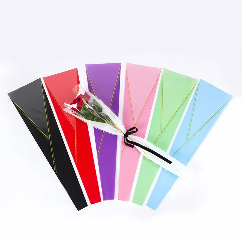 

100pcs Plastic Opp Bag Floral Packaging Materials Accessory Transparency Bag Rose Single Flower Bag Bouquet Wrapping Paper
