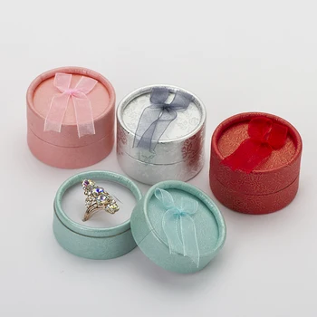 

5.3*3.5cm/2.09*1.38" Jewelry Gift Box For Ring Earring Fancy Round Gift Storage Case Paper Jewelry boxes and Packing Mixed Color