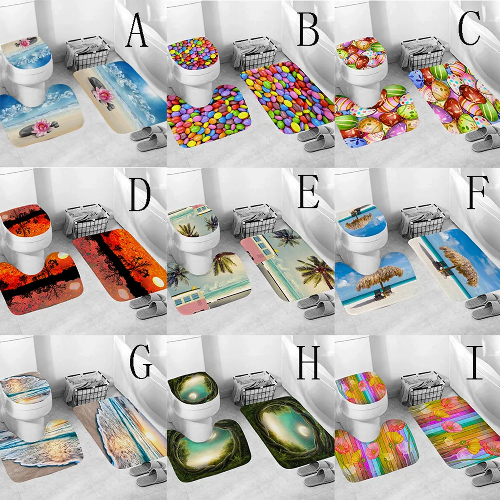 Пляжные боковые печатные 3 шт нескользящие рыбные весы коврик для ванной