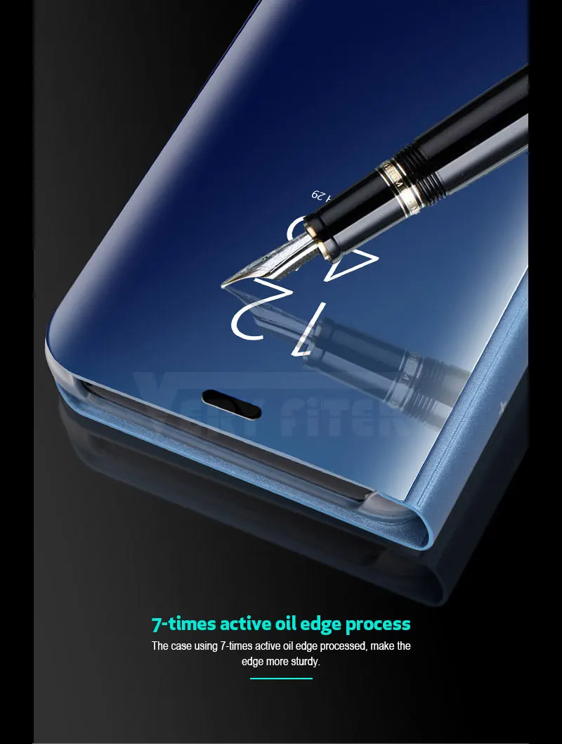 For Samsung Galaxy S9 S8 Plus S7 S6 edge A8 2018 Case Luxury Flip Stand Clear View Mirror Phone Cover For iphone X 8 7 6s 6 plus (8)