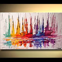 rain boat sea landscape hand painted oil painting on the canvas high skilled home decor sea landscape building picture wall art collabro westcliff on sea