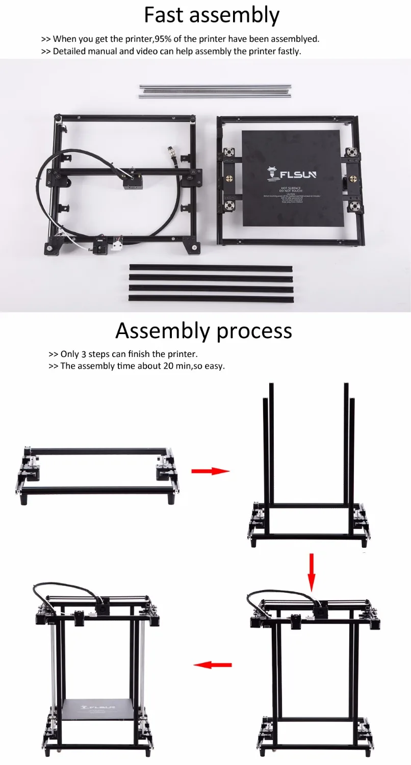 Продажа 2019 Flsun Corexy 3D принтеры размера плюс 320*320*460 мм предварительная сборка металлический каркас с v образным вырезом с двумя слотами Z ходового винт...