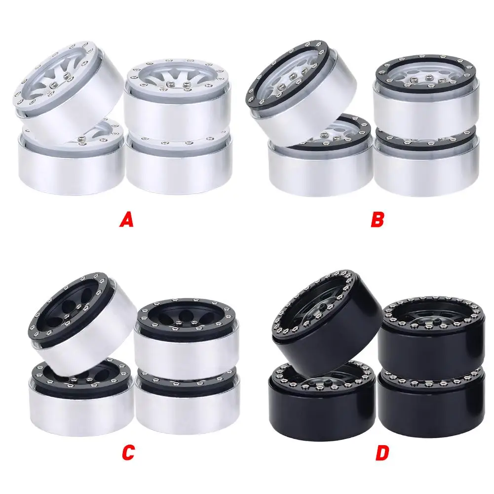 4PCS Aluminum Alloy 1.9 inch Wheels Rims 12mm Hex for 1/10 RC Crawler Axial SCX10 II 90046 Traxxas TRX4 D90