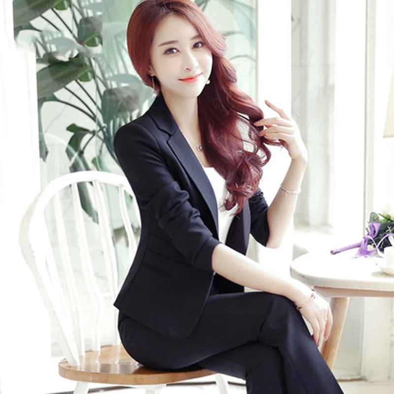 spring-and-autumn-business-women's-2-piece-set-interview-set-uniform-long-sleeve-blazer-and-pencil-pants-office-black-set-ttyc05