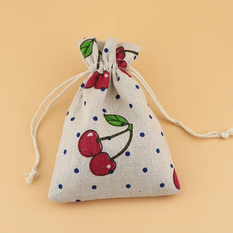100 шт. льняные хлопковые чехлы на шнурке с рисунком вишни 10 х14 см|bag bag|bags gift bagbag red |