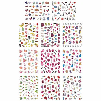 

11 PACKS / LOT NAIL ART 3D SIMULATION BACK ADHESIVE NAIL STICKER RAINBOW PARIS TOWER CAKES KISS LIPS E776-786