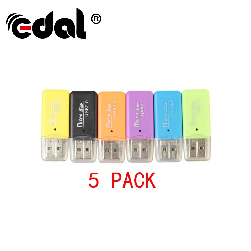

USB 2.0 Memory Card Reader for SD Card Micro SD Cards USB Card Reader Adapter ( 5 packs, 1 pack at least 3 colors )