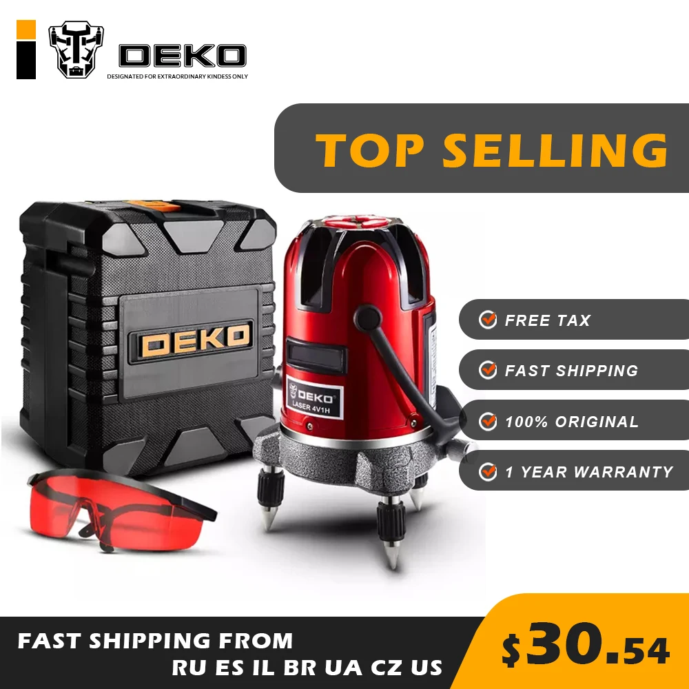 

DEKO LL5 Series 5 Line 6 Points Red Laser Level Top Selling Horizontal&Vertical 360° Accurate Adjustment 100% Original factory