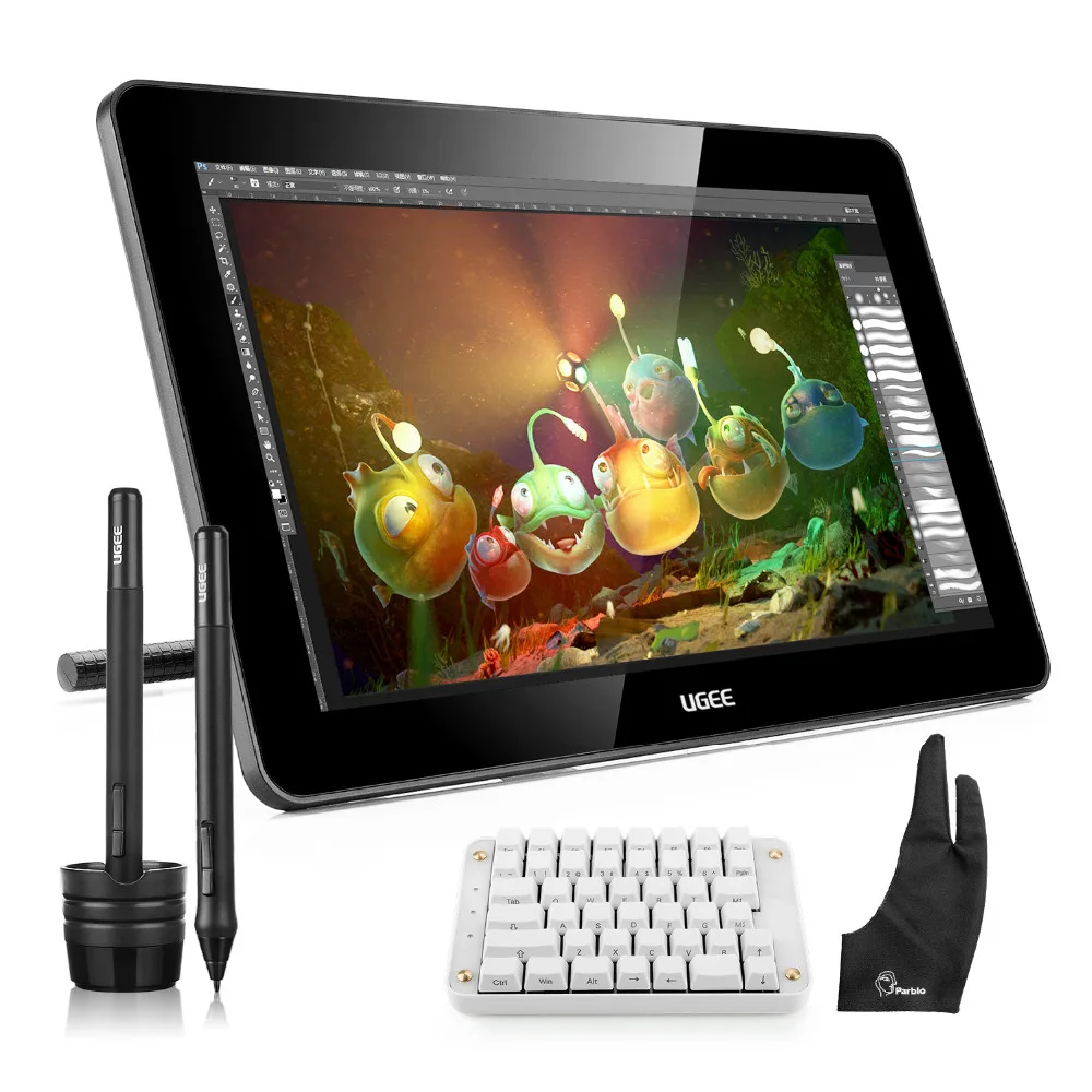 

Ugee HK1560 15.6" IPS Art Drawing Graphics Monitor Art Drawing + Mechanical Keyboard+ USB 3.0 to HDMI Adapter+ Two-Finger Glove