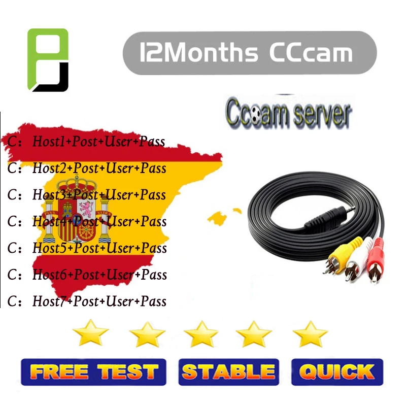 

7 Lines Europe 1 Year Cccams For Satellite Receiver DVB-S2 HD Full Decoder Support Spain Portugal Italy Cline Ccam Server