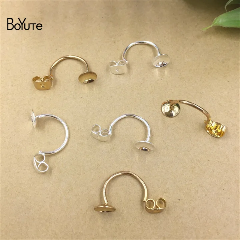 

BoYuTe 50Pcs 21*11MM Metal Copper Silver Plated Ear Hook Diy Accessories Parts Supplies for Jewelry