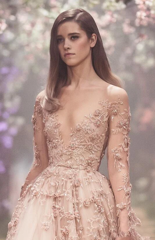 champagne-3d-floral-long-sleeve-wedding-dresses-2018-paolo-sebastian-lace-applique-princess-puffy-kirt-country-garden-wedding-gowns