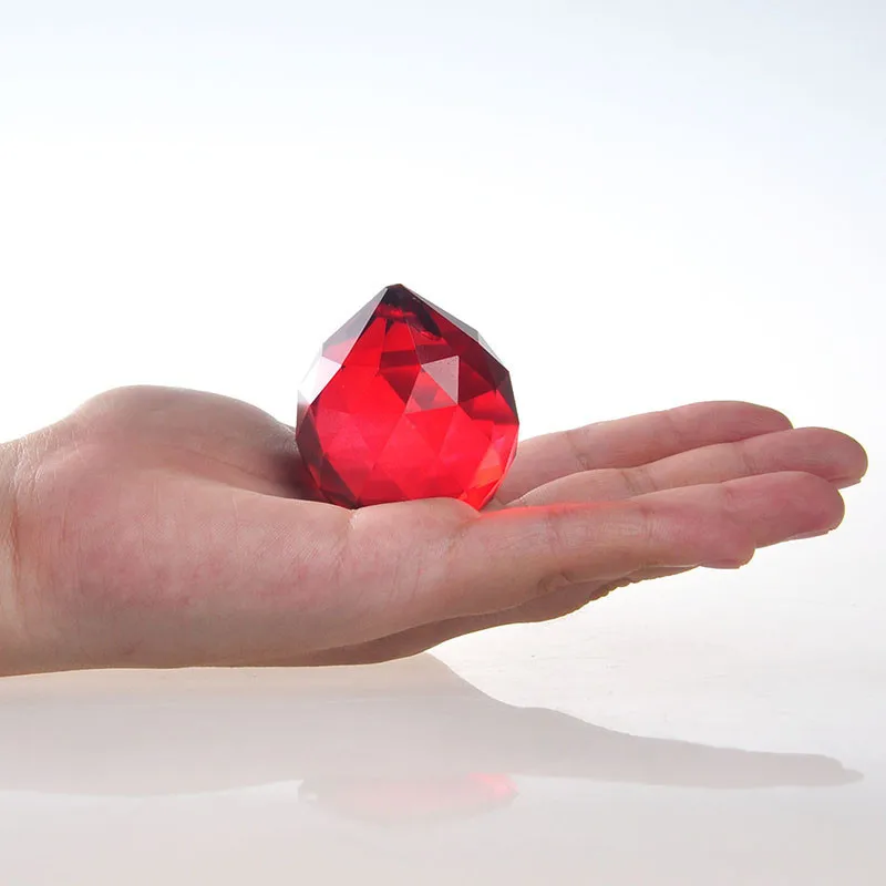 Red 40mm Faceted  K9 Crystal Ball Prisms Glass Chandelier Crystal Parts Hanging Lighting Ball Suncatcher Wedding Home Decortion