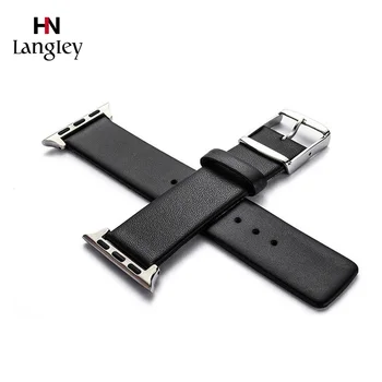 

Watchband For apple watch1/2/3/4/5 Ultra-thin Genuine Leather iwatch Straps 38mm 40mm 42mm 44mm Waterproof Breathable Wristband