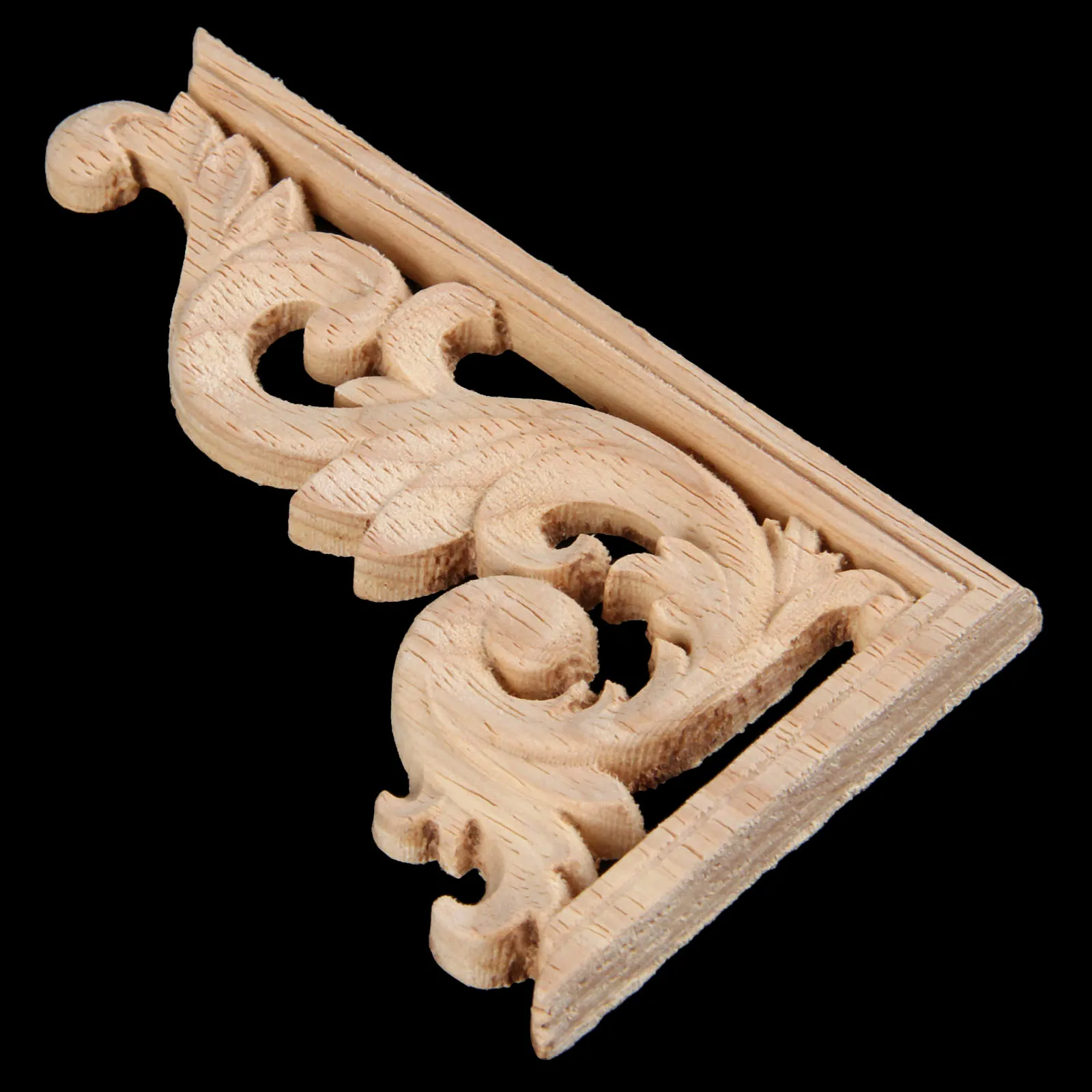 PiniceCore Nouveau Naturel Floral Bois Sculpt/é Decal Coin Appliques Murales Cadre Portes Meubles en Bois Figurines D/écoratives Sculpture sur Bois Artisanat 1pc