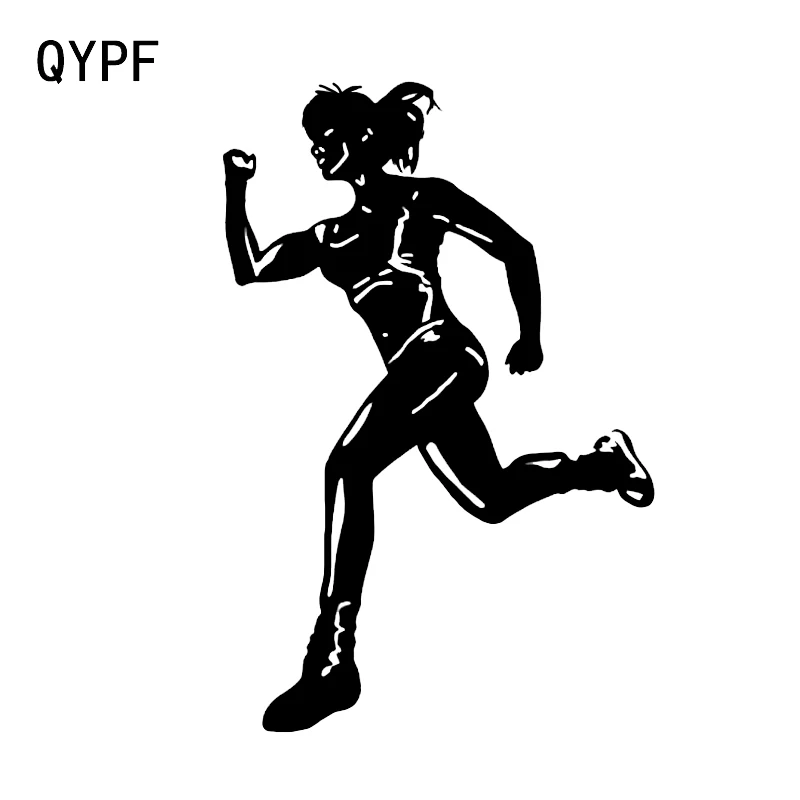 

QYPF 15.7*6.2CM Funny Fitness Woman Gym Decor Car Styling Sticker Reflective Vinyl Accessories Black/Silver Silhouette C16-0880