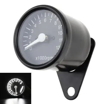 

12V Universal Motorcycle Tachometer Black LED Back Light Metal Shell Speedometer for Motorcycle