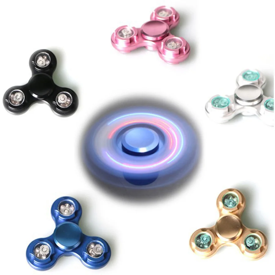 

10PLED Fidget Hand Spinner Aluminium Alloy Metal Fingertips EDC Sensory Professional Handspinner Fidget Toys For Autism and ADHD