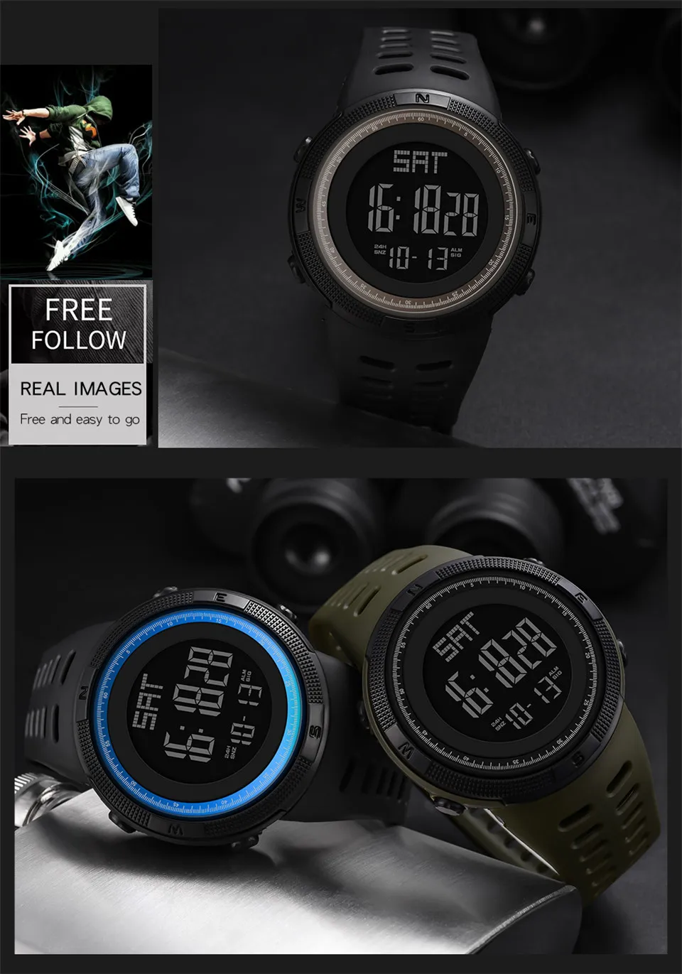 Digital Wrist Watch Men Fashion Sport Watches Waterproof Reloj Deportivo electronic Wristwatches Relogio Militar Masculino Saati 5