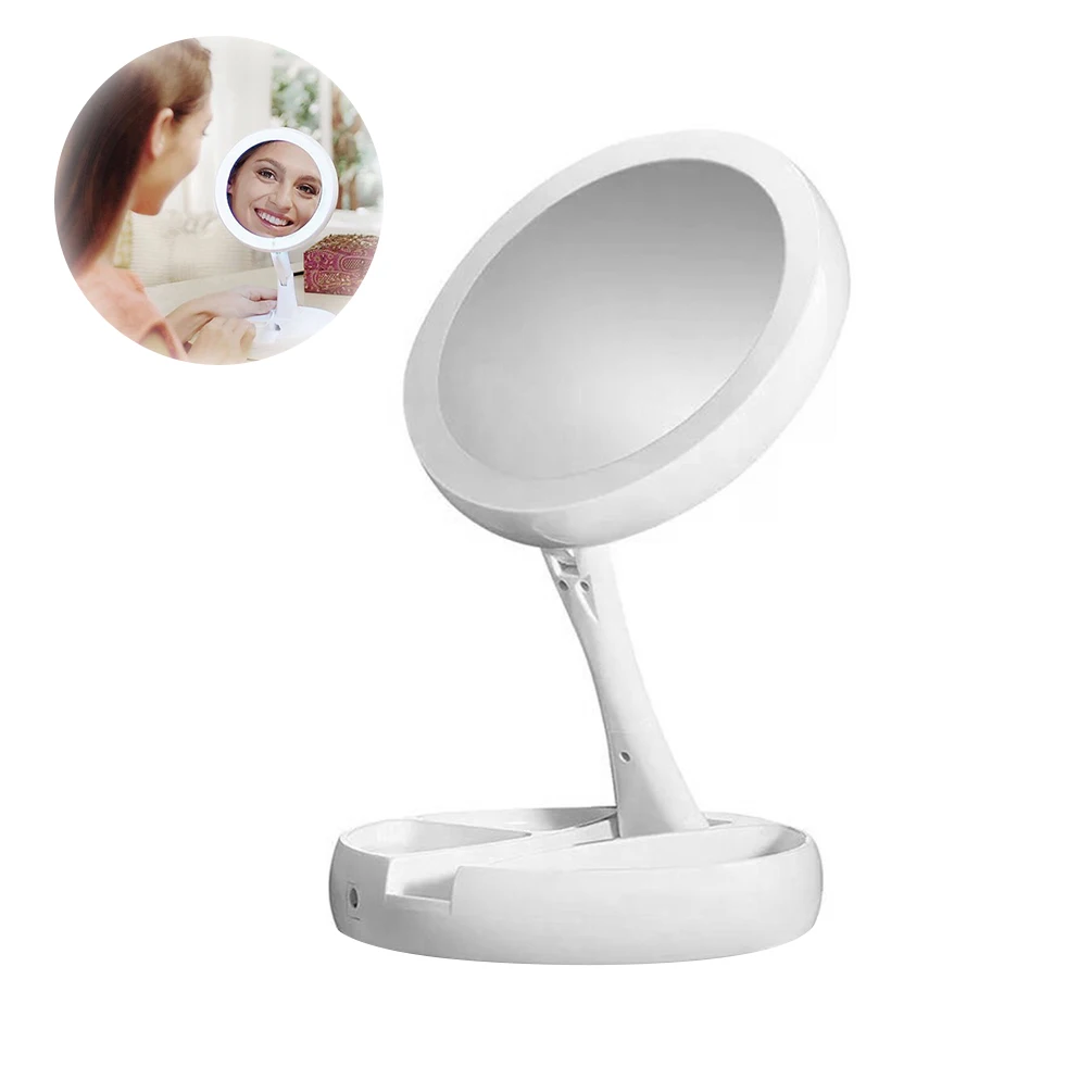LEDGLE Foldable Makeup Mirror Compact LED Makeup Mirrors Simple Mirror