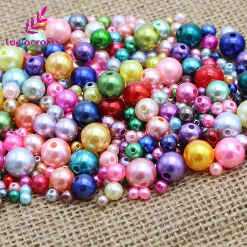 

Lucia crafts 4/5/6/8/10mm ABS Round Imitation Pearls Loose Beads with Hole DIY Accessories 50g/lot,Approx 500pcs E0809