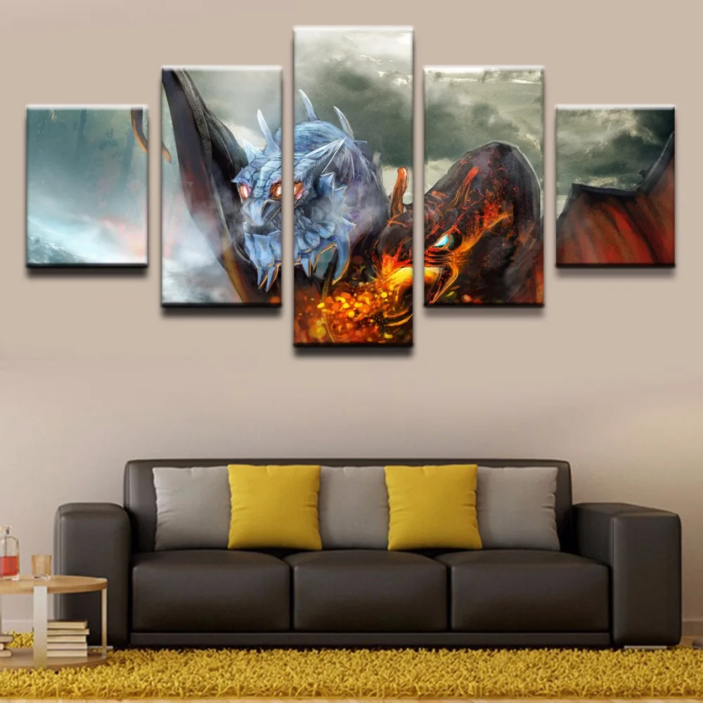  Home Decor Canvas Art 5 Pieces Canvas Painting DOTA 2 Jakiro HD Printed Video Game Poster Wall Art 