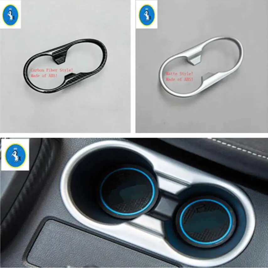 

Yimaautotrims Auto Accessory Front Water Cup Holder Decoration Cover Trim Matte / Carbon Fiber Color ABS Fit For MG ZS 2018 2019