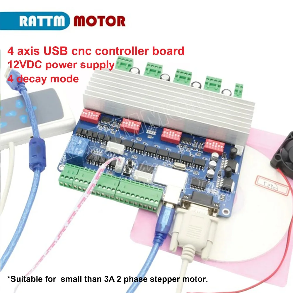 4 Axis Nema23 TB6560 USBCNC Stepper Motor Driver Controller Board+Remote Control 