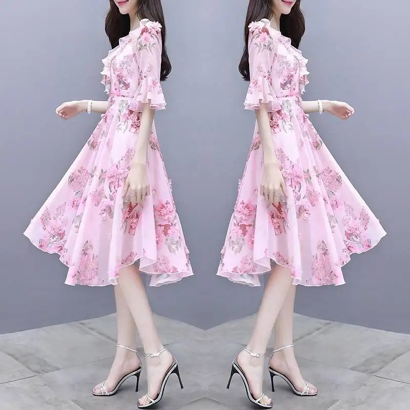Vestido De Festa милое розовое кружевное платье с v образным вырезом и цветочным принтом
