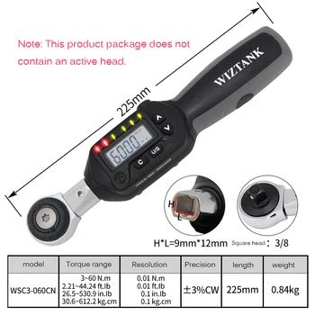 Cheap WSC3-060CN-digital Torque Wrench Can Change Head Torque, Adjustable Opening, Torque Can Be Set