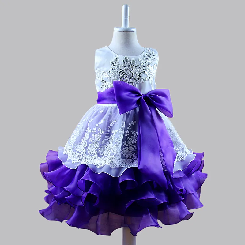 Детское платье для девочек принцессы Пышное формальное платье на выпускной с вечерние бальное платье подружки невесты для маленьких детей, для девочек на свадебную вечеринку Платья для маленьких девочек - Цвет: Фиолетовый