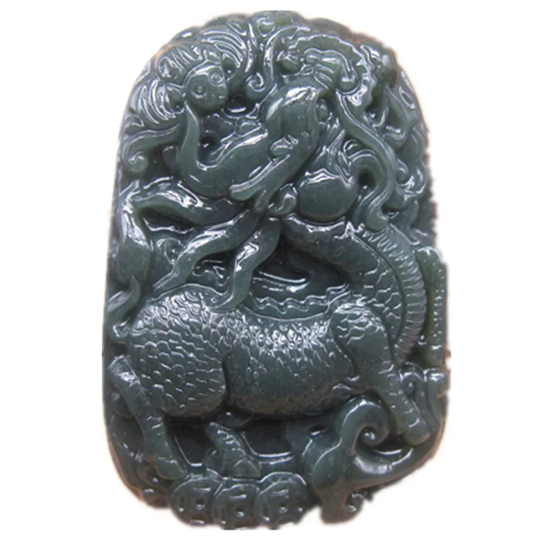 

Natural hetian jade QINGYU XinJinag big kirin pendant Men and women with Hetian jade necklace pendant