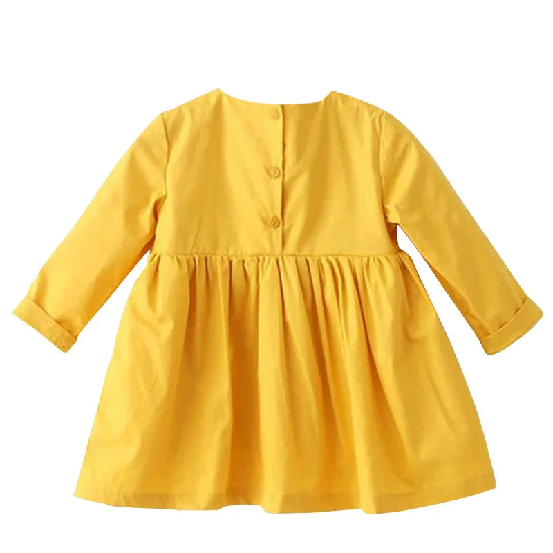 Платье для новорожденных девочек желтое плиссированное платье принцессы с длинными рукавами осенне-зимняя детская одежда платья для детей от 1 до 3 лет