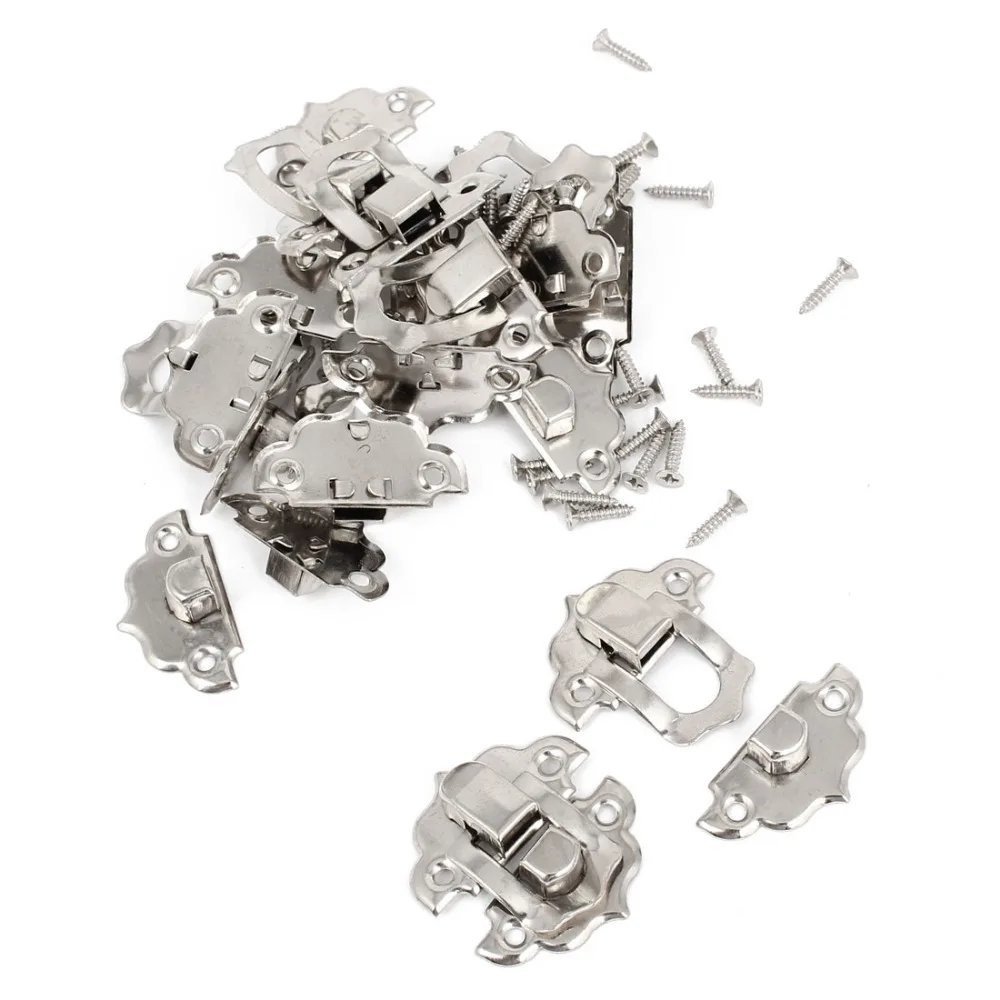 uxcell 10pcs Antique Wood Box Latch Set Case Hasp Lock 28mm Long Silver Tone with Some Screws